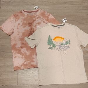 Old Navy Kids Short Sleeve Tee Set - Rose Tie-Dye & Cream Graphic